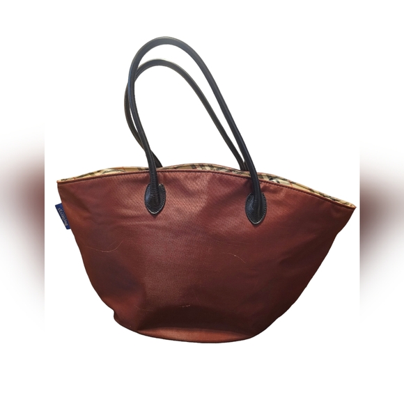 Burberrys Blue Label Burgundy Vintage Tote & COA - Picture 1 of 9